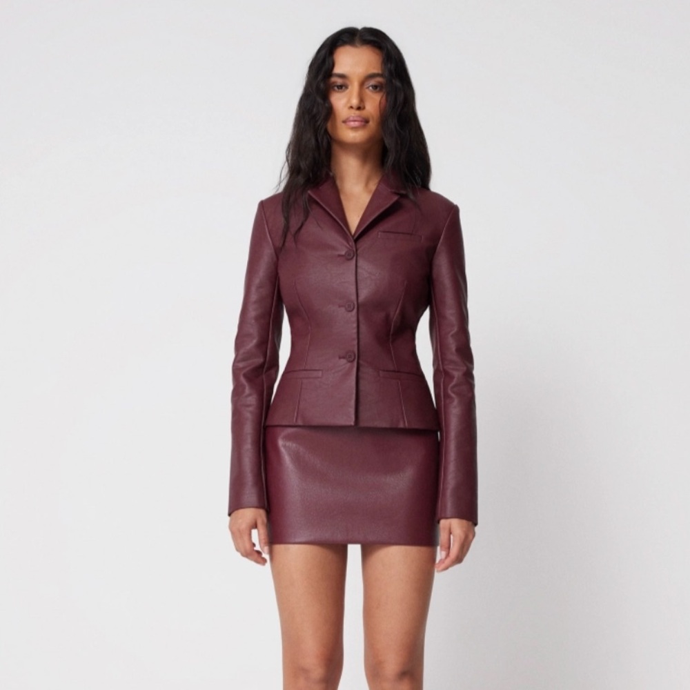 NWT Khy Faux Leather Fitted Blazer